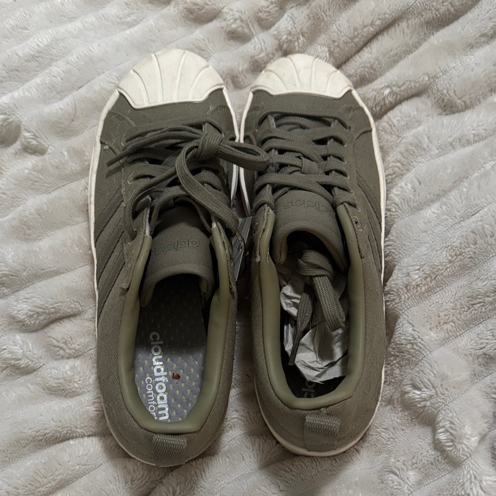Adidas Khaki Green Shell Toe Sneakers